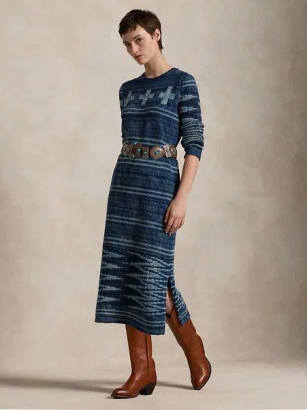 Polo Ralph Lauren x Naiomi Glasses indigo sweater dress